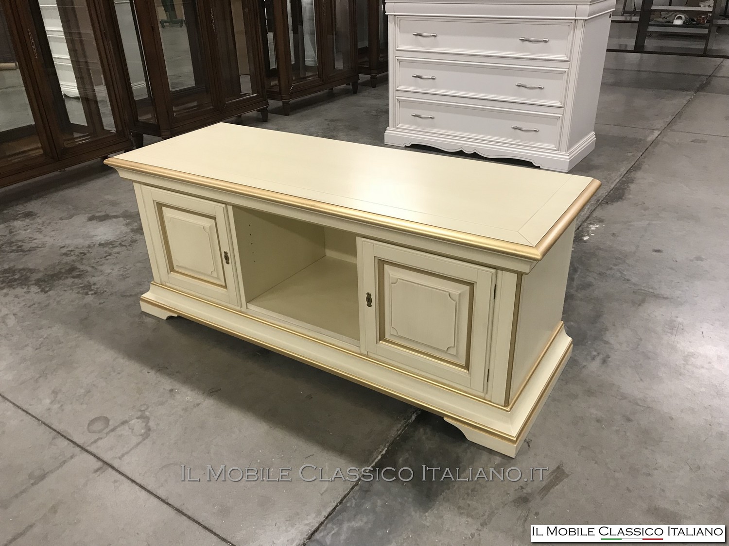 porta tv foglia oro classico